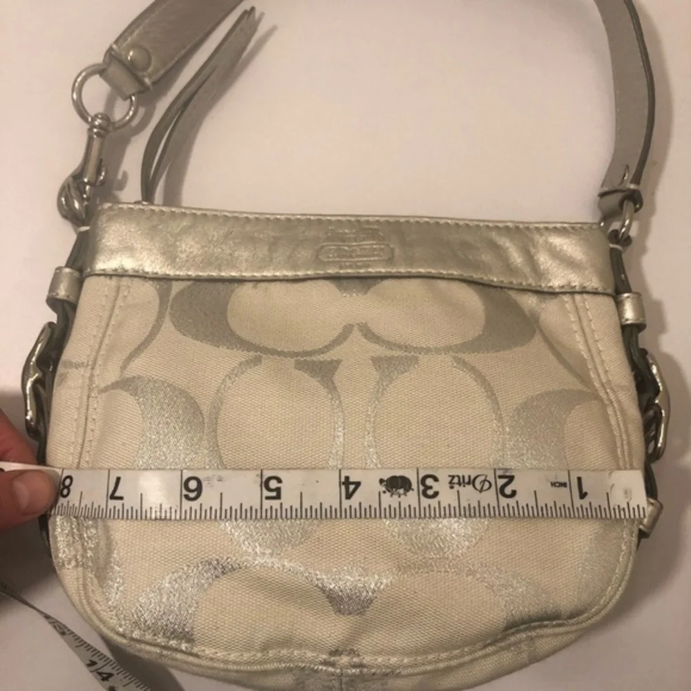 Coach vintage y2k 42715 signature white silver mini Zoe hobo bag